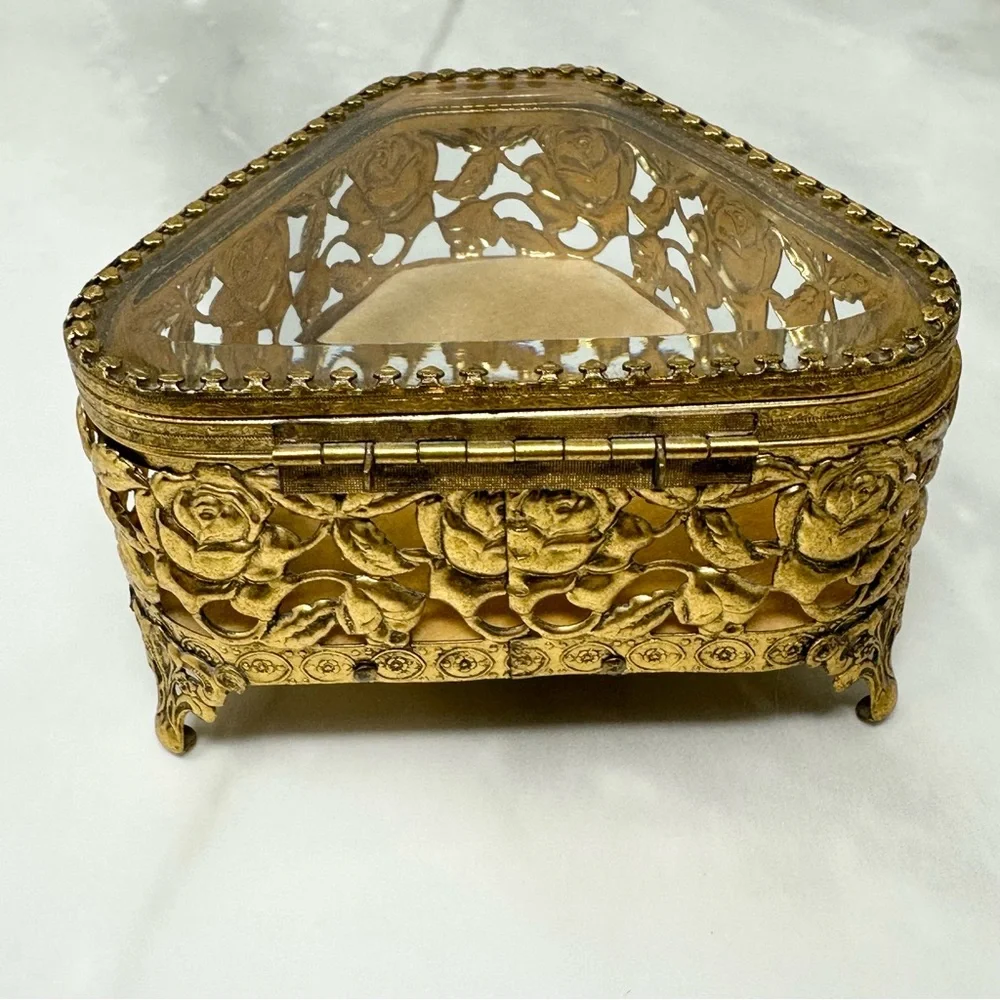 Vintage Ormolu Jewelry Casket Box
